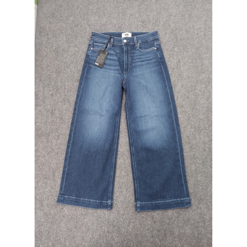 Paige Anessa Wide Leg Jeans Womens 30 Blue Medium Wash Ankle Soft Stretch NWT